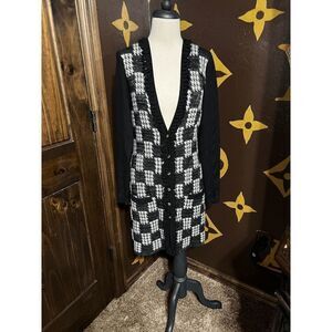 Carlisle Long Sleeve Hounds tooth Merino Wool Sweater Dress Size Medium